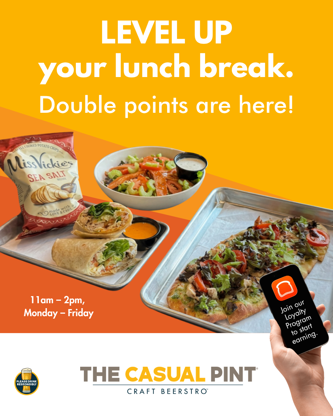 The Casual Pint Double Point Lunch Perks